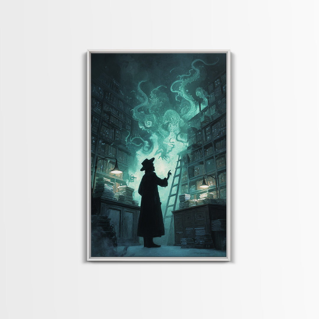 The Archivist Of Dreaming Bones, Vertical Wall Art, Dark Fantasy Wall Art, Canvas Print, Halloween Wall Decor, Gothic Home Decor