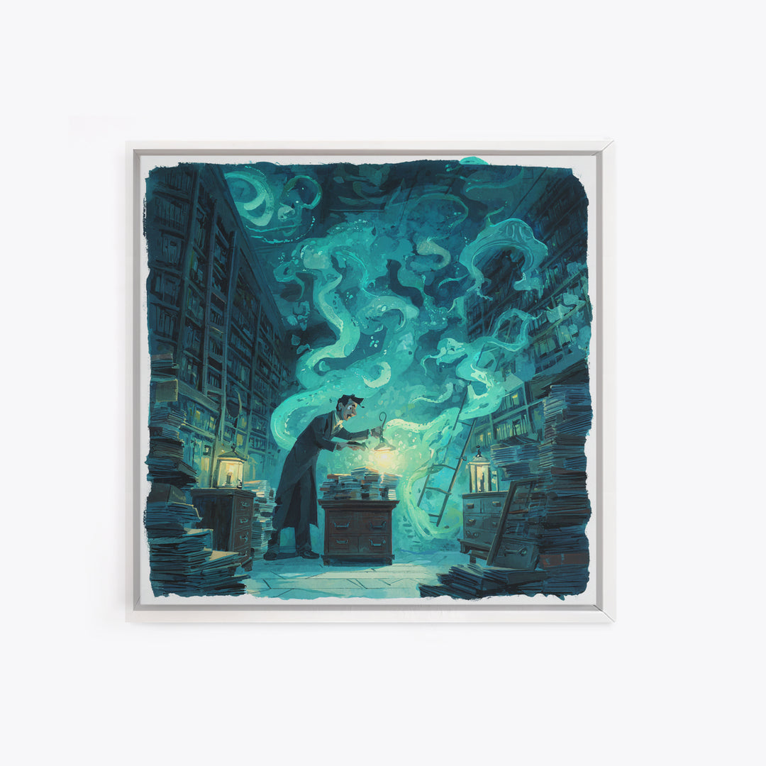 The Archivist Of Dreaming Bones, Square Wall Art, Lovecraftian Horror Art, Canvas Print, Halloween Wall Decor, Gothic Home Decor