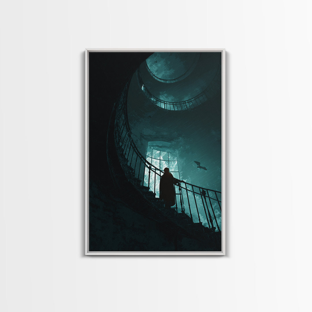 The Last Lighthouse Of Y’Ha-Nthlei, Vertical Wall Art, Macabre Wall Art, Framed Canvas Print, Halloween Wall Decor, Gothic Home Decor
