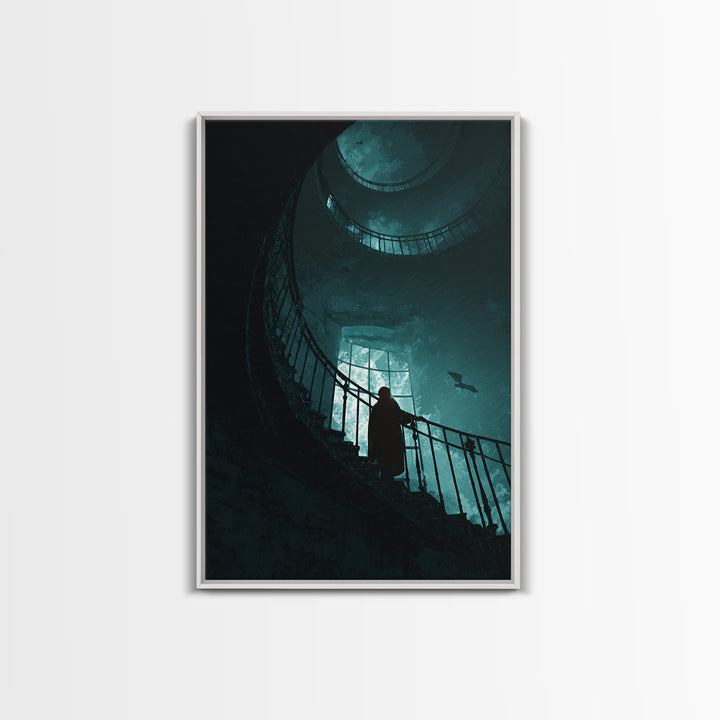 The Last Lighthouse Of Y’Ha-Nthlei, Vertical Wall Art, Macabre Wall Art, Framed Canvas Print, Halloween Wall Decor, Gothic Home Decor