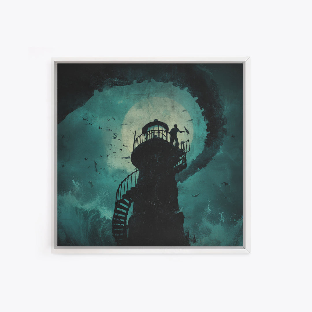 The Last Lighthouse Of Y’Ha-Nthlei, Square Wall Art, Spooky Home Decor, Canvas Print, Halloween Wall Decor, Gothic Home Decor