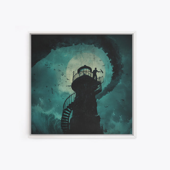 The Last Lighthouse Of Y’Ha-Nthlei, Square Wall Art, Spooky Home Decor, Canvas Print, Halloween Wall Decor, Gothic Home Decor