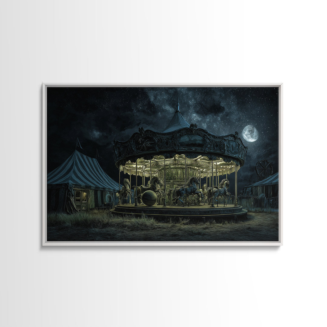 The Carousel Of Sleeping Planets, Landscape Wall Art, Dark Fantasy Wall Art, Canvas Print, Halloween Wall Decor, Gothic Home Decor
