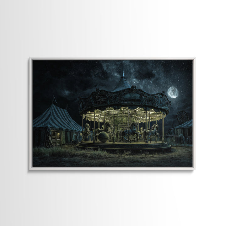The Carousel Of Sleeping Planets, Landscape Wall Art, Dark Fantasy Wall Art, Canvas Print, Halloween Wall Decor, Gothic Home Decor