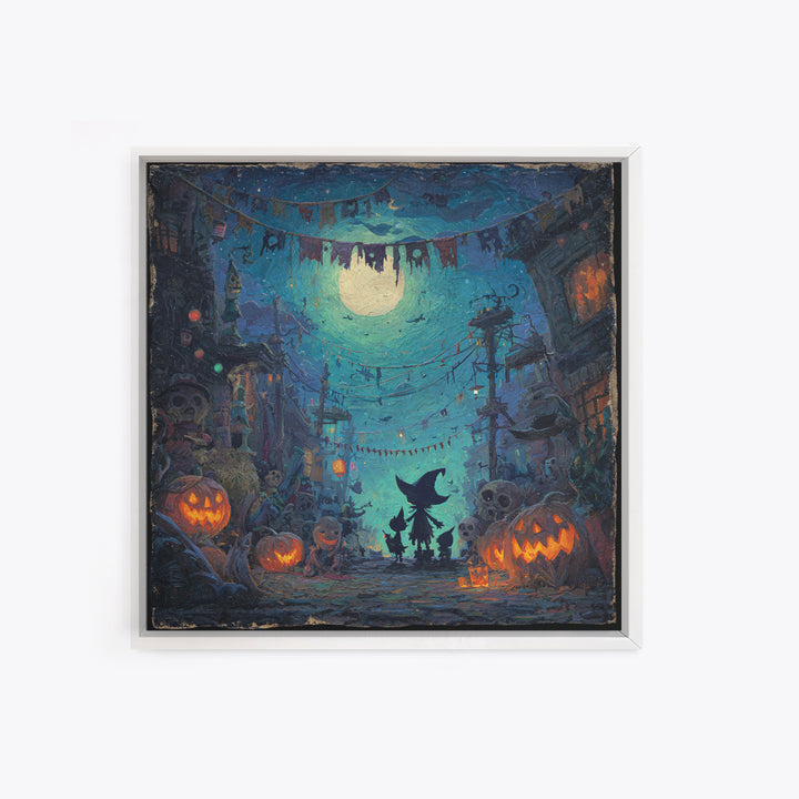 The Festival Of The Little Old Ones, Square Wall Art, Macabre Wall Art, Framed Canvas Print, Halloween Wall Decor, Gothic Home Decor