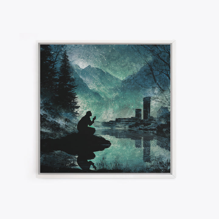 The Mirror Lake Of Lost Constellations, Square Wall Art, Dark Halloween Decor, Canvas Print, Halloween Wall Decor, Gothic Home Decor