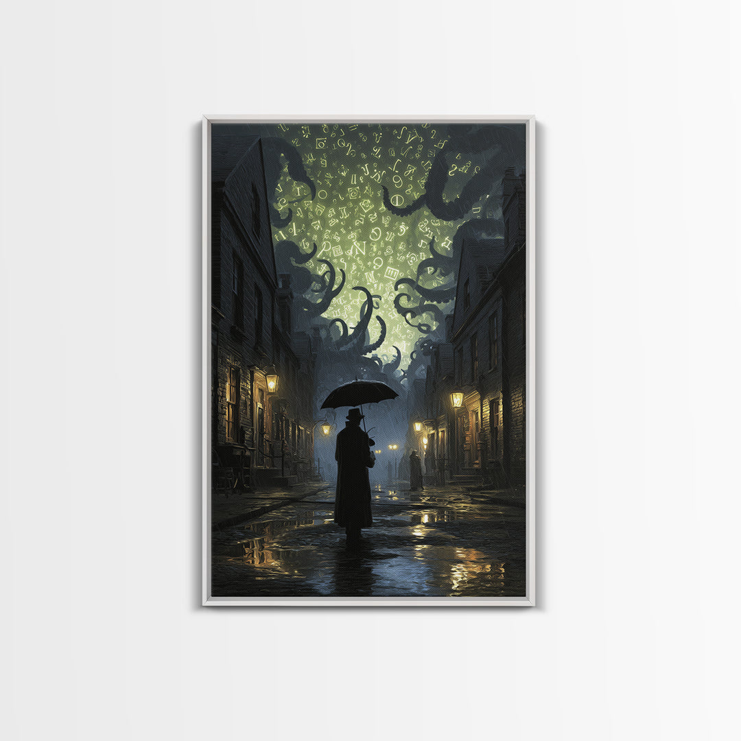 The Umbrella Of The Outer Rain, Vertical Wall Art, Gothic Horror Wall Art, Canvas Print, Halloween Wall Decor, Gothic Home Decor