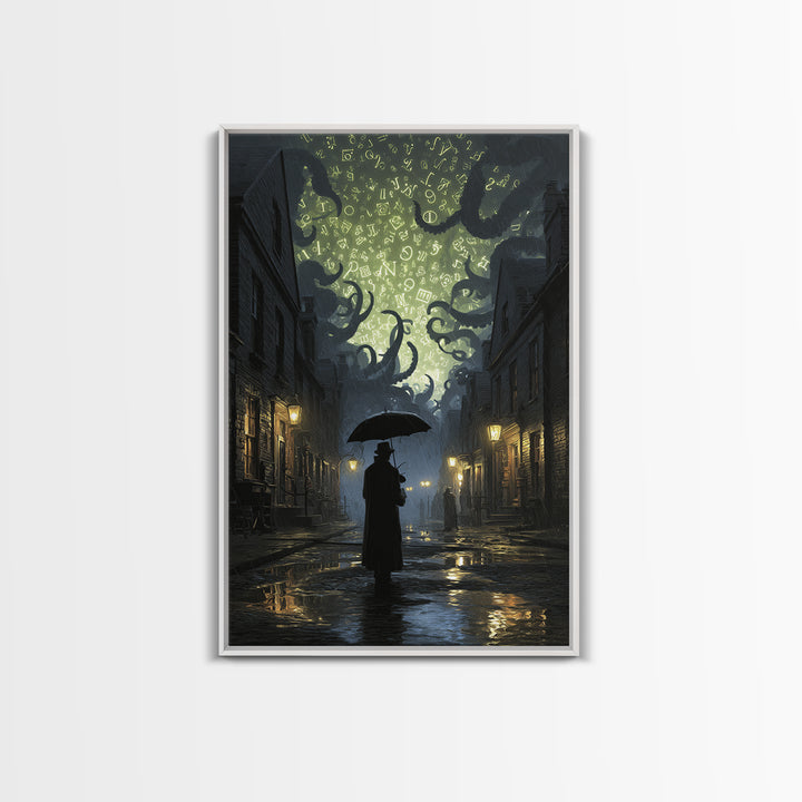 The Umbrella Of The Outer Rain, Vertical Wall Art, Gothic Horror Wall Art, Canvas Print, Halloween Wall Decor, Gothic Home Decor