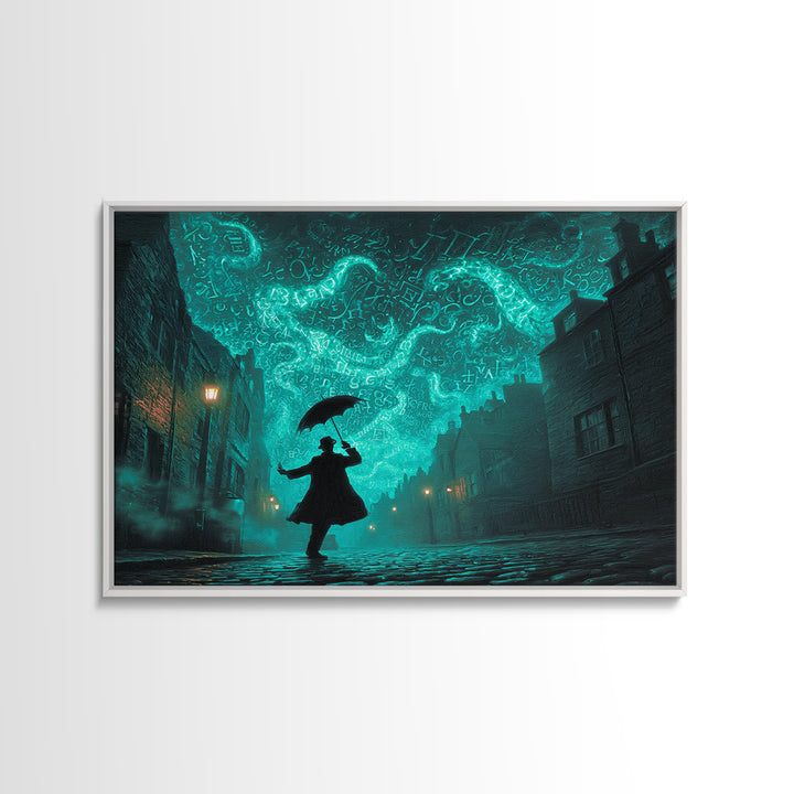 The Umbrella Of The Outer Rain, Landscape Wall Art, Cosmic Horror Wall Art, Framed Canvas Print, Halloween Wall Decor, Gothic Home Decor