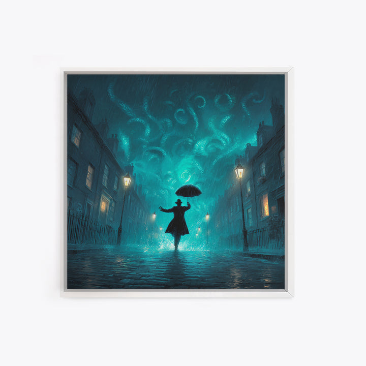 The Umbrella Of The Outer Rain, Square Wall Art, Cosmic Horror Wall Art, Framed Canvas Print, Halloween Wall Decor, Gothic Home Decor
