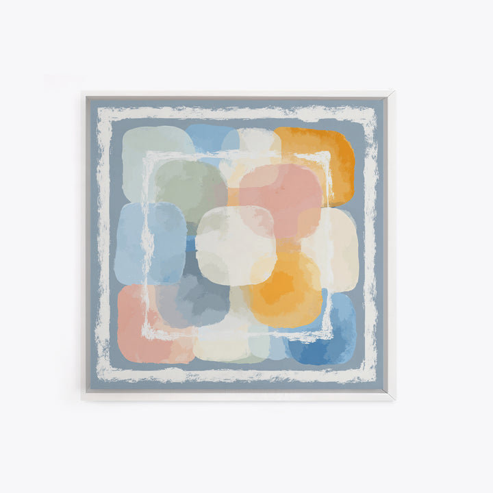 Simple Rainbow Pastel Shapes for Children Framed Canvas Print, Dental Office Art, Digital Artwork, Office Decor, Fine Art, Calm, DOA-1x1-21