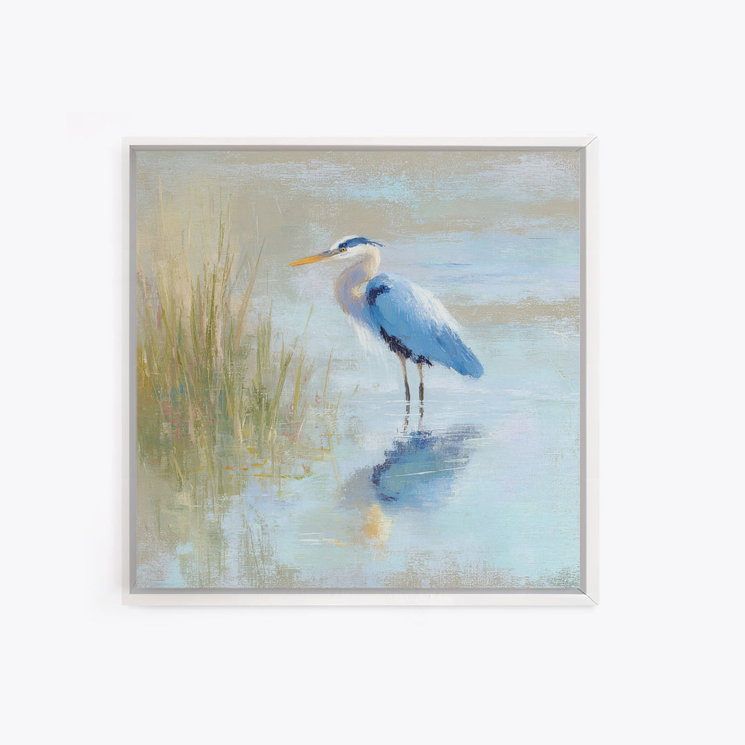 Blue Heron by Calm Marsh Water Canvas Print, Dental Office Art, Digital Print, Office Decor, Calm, Medical Office Decor, DOA-1x1-23