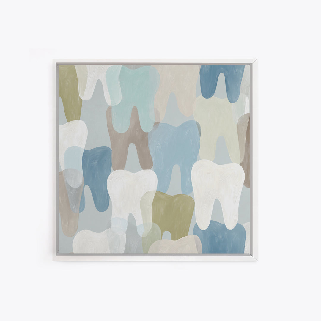 Playful Tooth Shaped Character Canvas Print, Dental Office Art, Medical Office Decor, Office Decor, Abstract Art, Calm, DOA-1x1-30