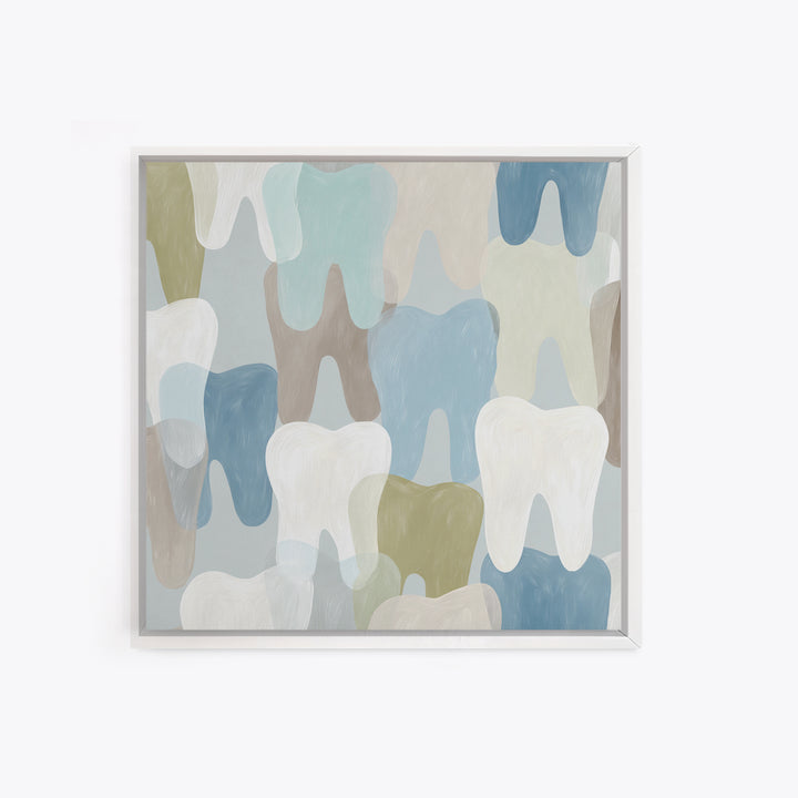 Playful Tooth Shaped Character Canvas Print, Dental Office Art, Medical Office Decor, Office Decor, Abstract Art, Calm, DOA-1x1-30