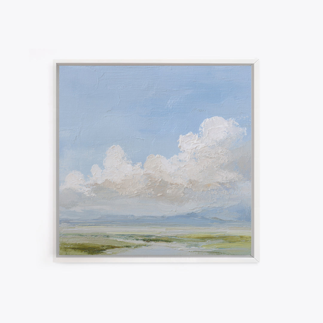 Peaceful Clouds over Open Meadow Framed Canvas Print, Dental Office Art, Dentistry Art, Office Decor, Fine Art, Calm, DOA-1x1-33
