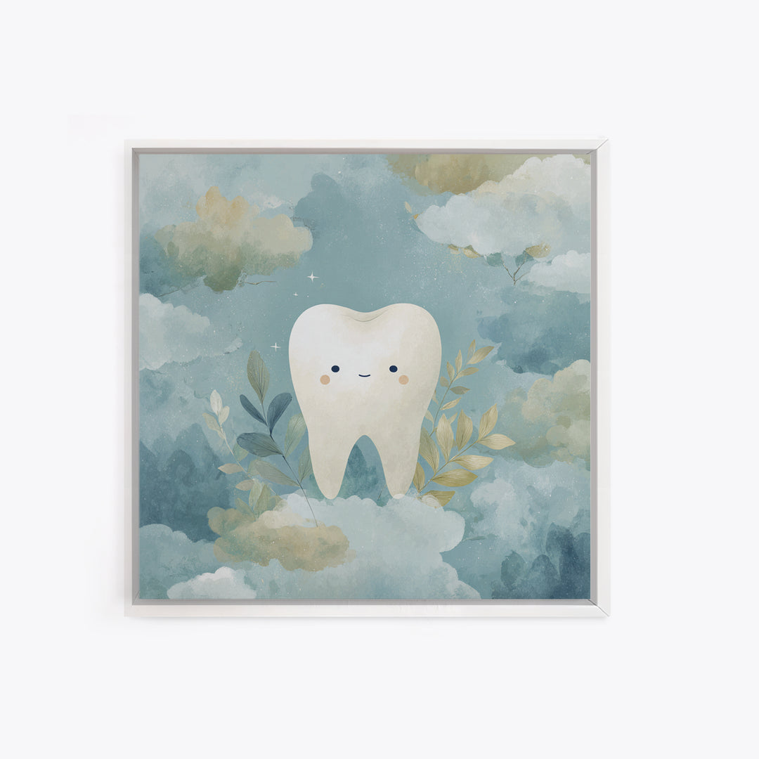 Playful Tooth Shaped Character Canvas Print, Dental Office Art, Medical Office Decor, Office Decor, Abstract Art, Calm, DOA-1x1-54