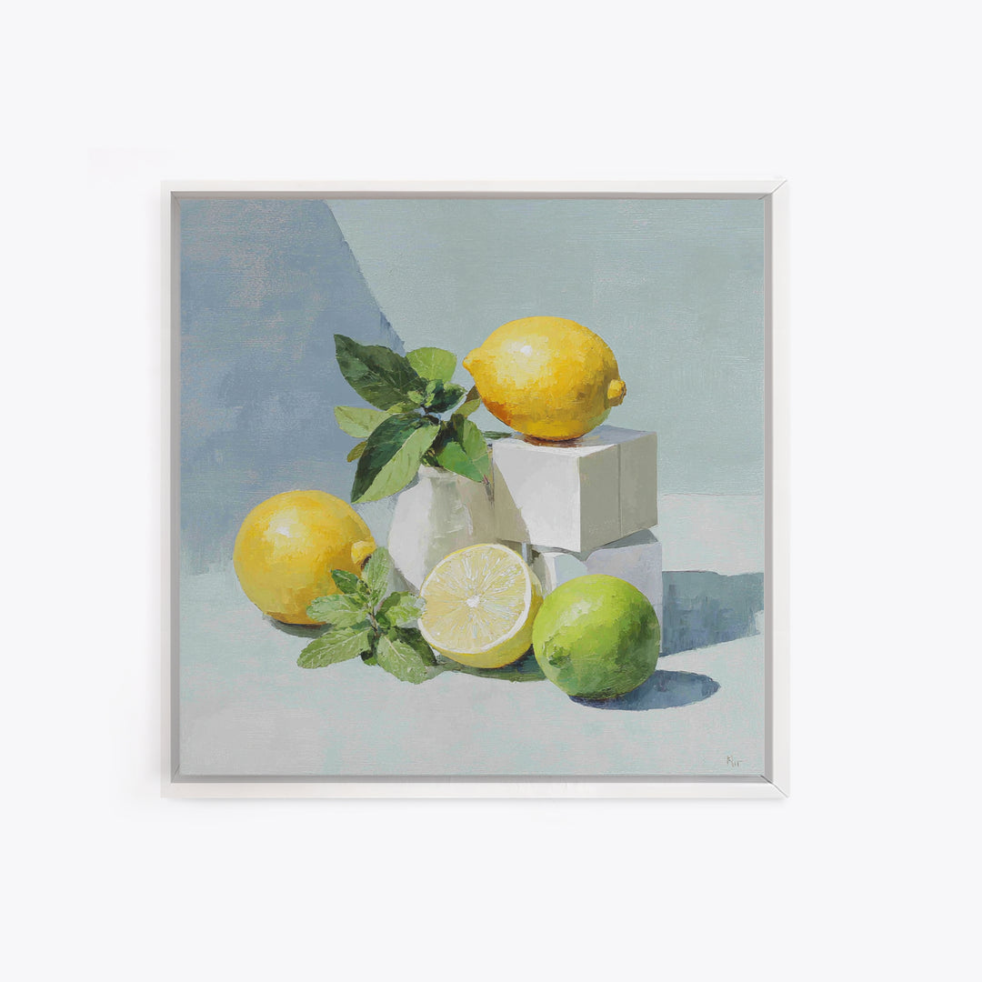 Fresh Citrus and Mint Still Life Canvas Print, Dental Office Art, Dental Hygienist, Office Decor, Watercolor Art, Calm, DOA-1x1-55