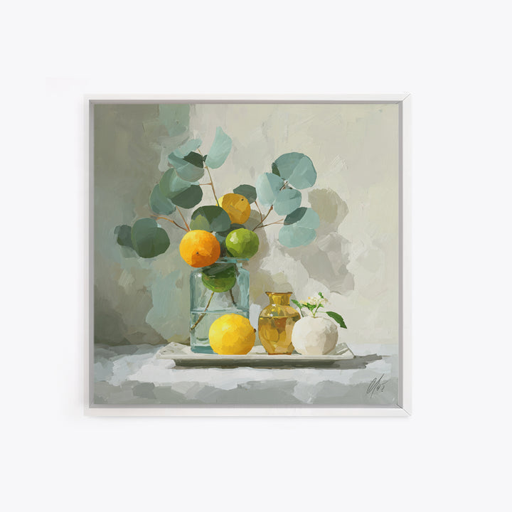 Fresh Citrus and Mint Still Life Framed Canvas Print, Dental Office Art, Unique Wall Art, Office Decor, Fine Art, Calm, DOA-1x1-7