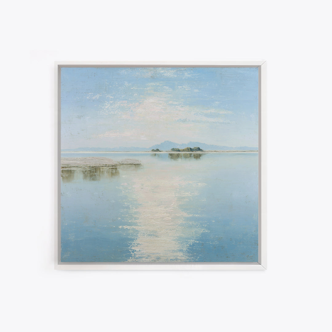 Sunlit Lake with Calming Reflections Canvas Print, Dental Office Art, Gallery Decor, Office Decor, Calm, Minimalist Decor, DOA-1x1-87