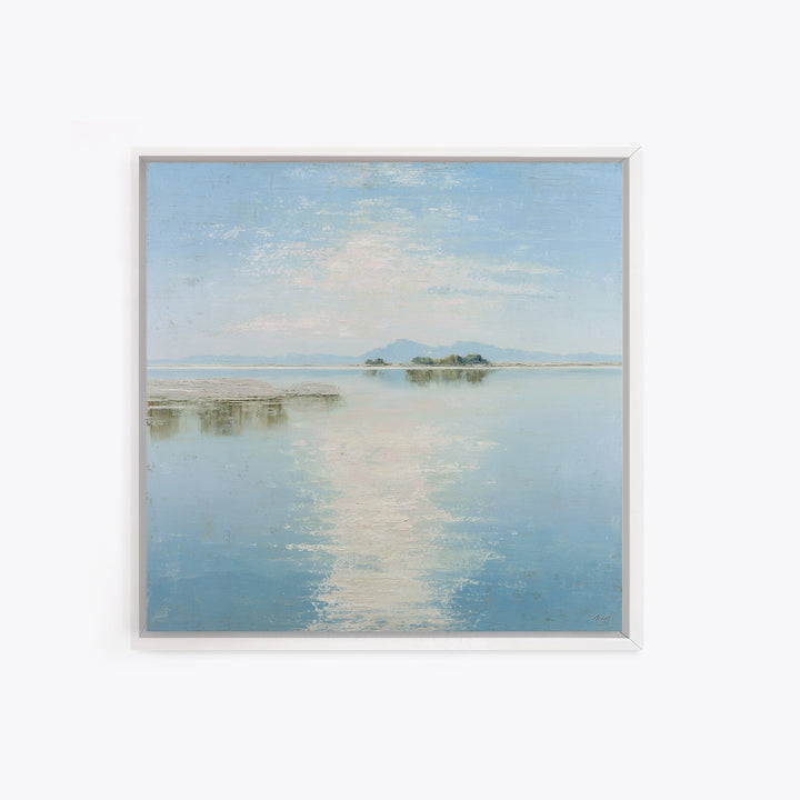Sunlit Lake with Calming Reflections Canvas Print, Dental Office Art, Gallery Decor, Office Decor, Calm, Minimalist Decor, DOA-1x1-87