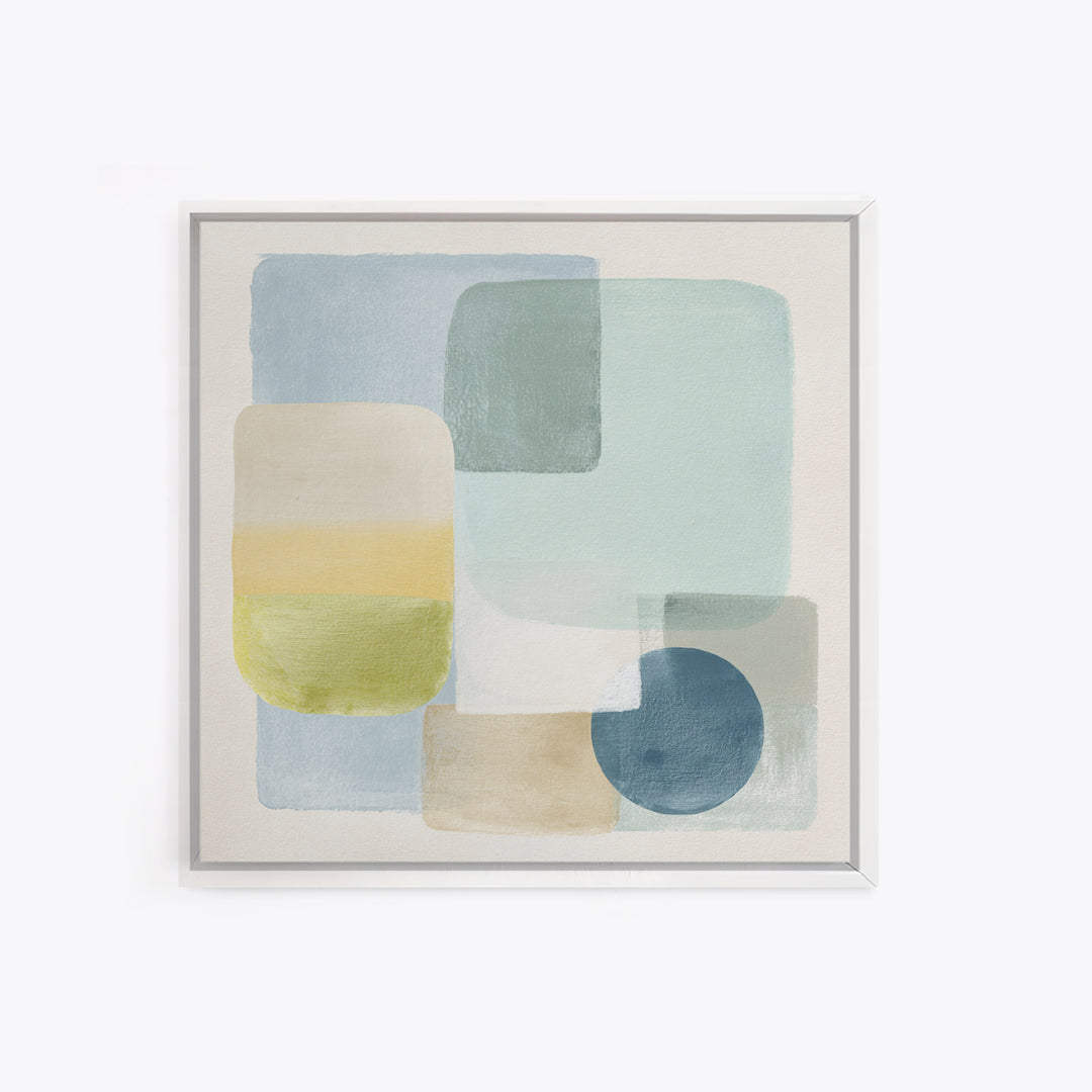Simple Rainbow Pastel Shapes for Children Framed Canvas Print, Dental Office Art, Dental Gift, Office Decor, Abstract Art, Calm, DOA-1x1-93