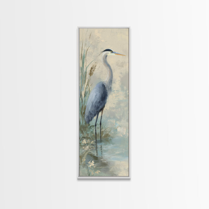 Blue Heron by Calm Marsh Water Canvas Print, Dental Office Art, Digital Print, Office Decor, Calm, Medical Office Decor, DOA-1x3-11