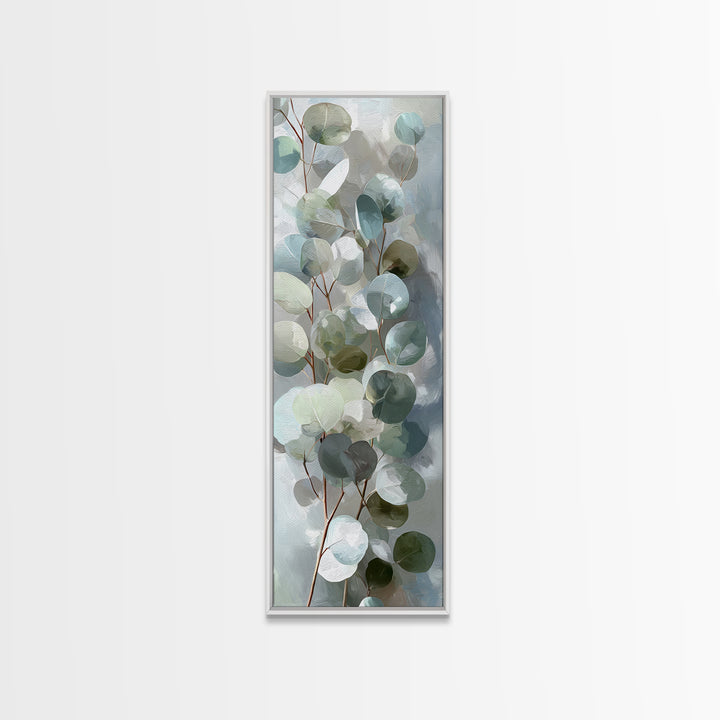 Soft Botanical Eucalyptus Print for Clean Atmosphere Framed Canvas Print, Dental Office Art, Dental Gift, Office Decor, Calm, DOA-1x3-15