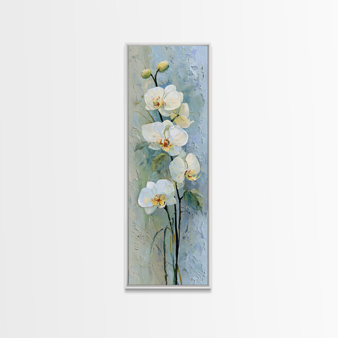 White Orchid on Stone Background Framed Canvas Print, Dental Office Art, Dentistry Art, Office Decor, Fine Art, Calm, DOA-1x3-24
