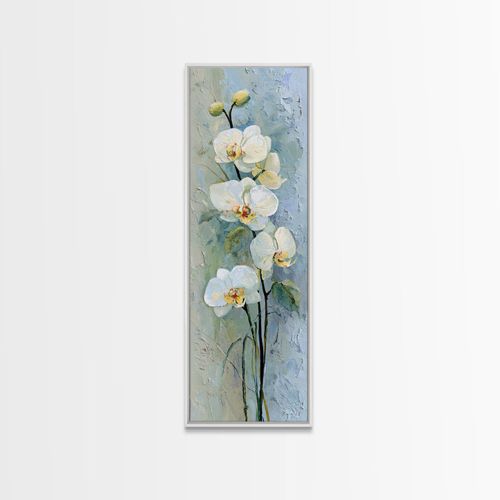 White Orchid on Stone Background Framed Canvas Print, Dental Office Art, Dentistry Art, Office Decor, Fine Art, Calm, DOA-1x3-24