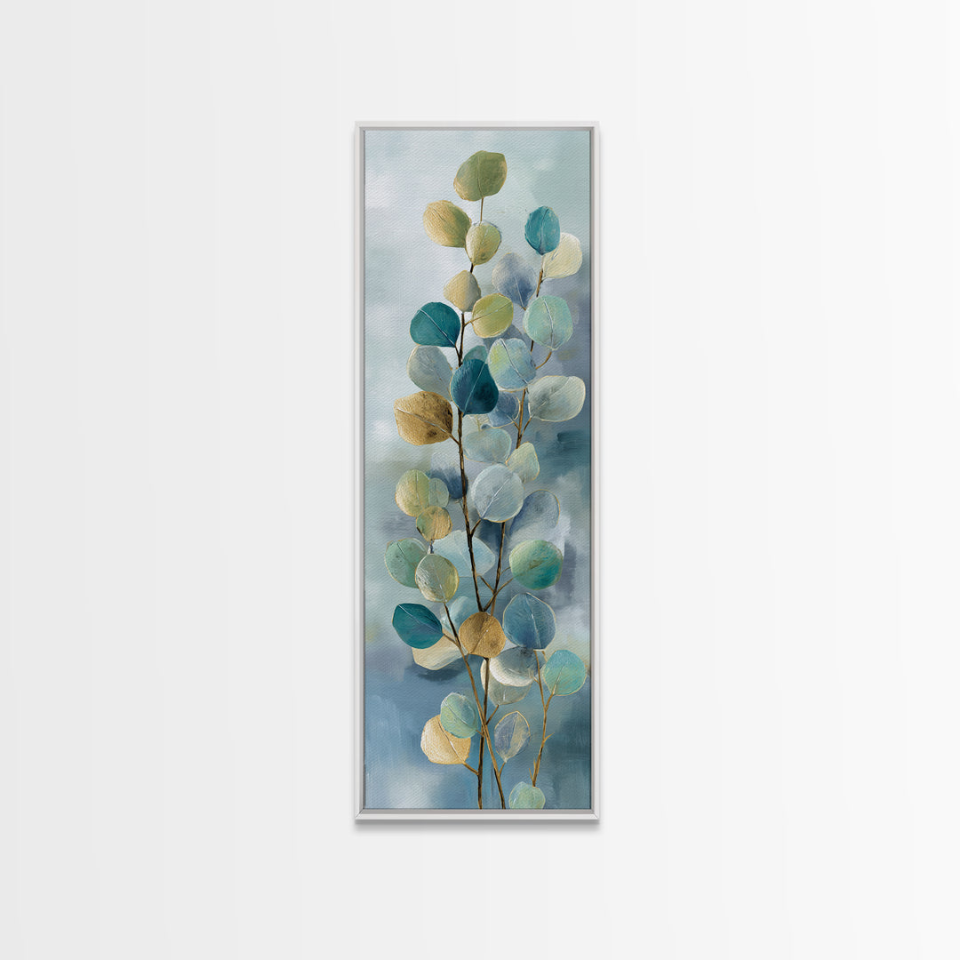 Soft Botanical Eucalyptus Print for Clean Atmosphere Canvas Print, Dental Office Art, Gallery Decor, Office Decor, Oil Painting, DOA-1x3-39
