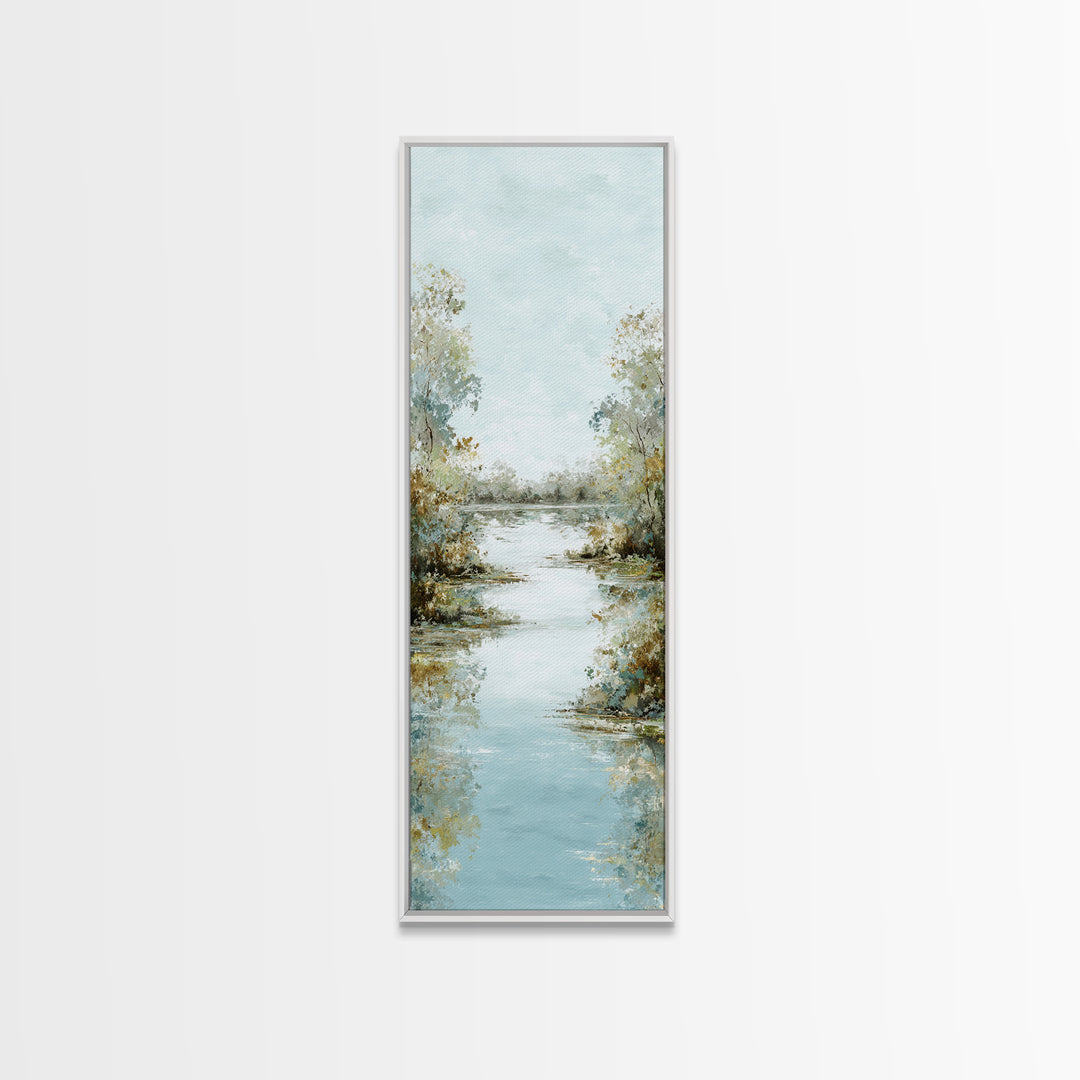Sunlit Lake with Calming Reflections Canvas Print, Dental Office Art, Art Print, Office Decor, Fine Art, Calm, Unique Wall Art, DOA-1x3-51