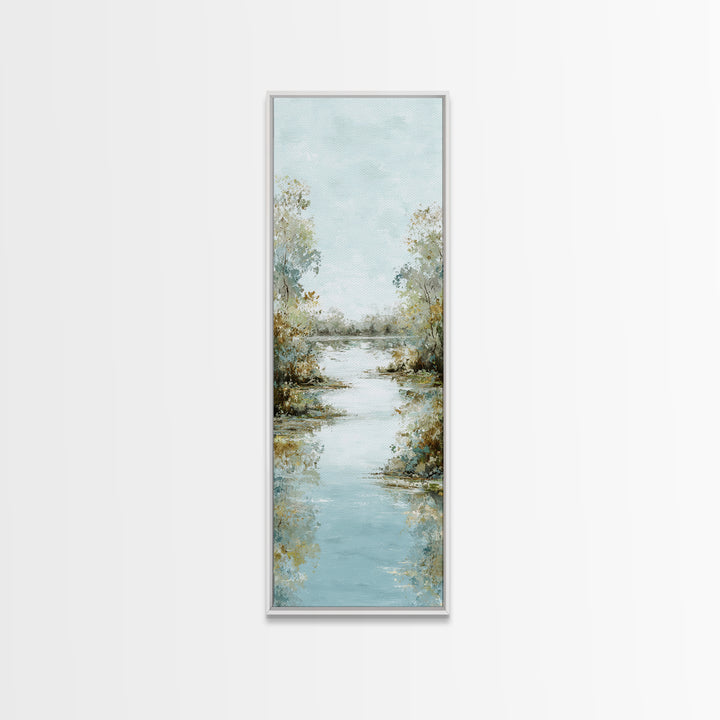 Sunlit Lake with Calming Reflections Canvas Print, Dental Office Art, Art Print, Office Decor, Fine Art, Calm, Unique Wall Art, DOA-1x3-51