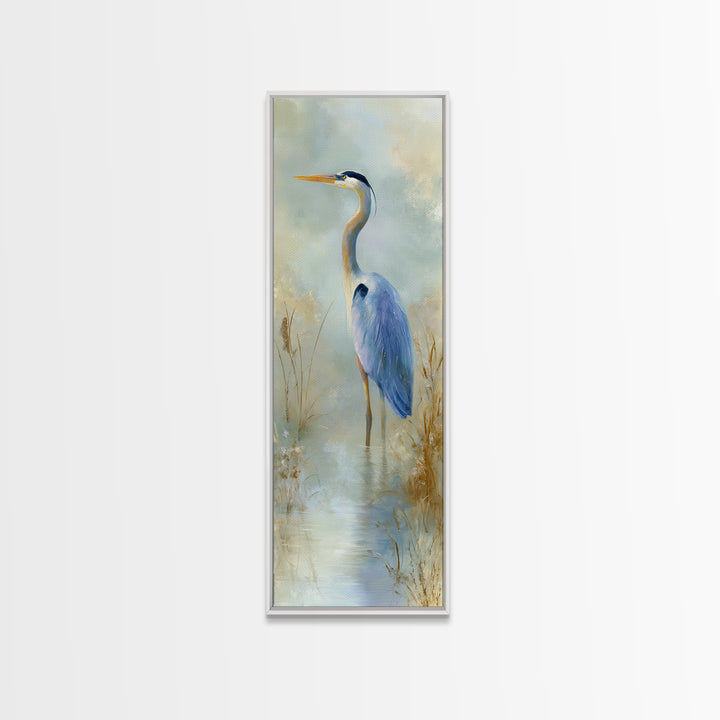 Blue Heron by Calm Marsh Water Canvas Print, Dental Office Art, Statement Artwork, Office Decor, Fine Art, Calm, DOA-1x3-59