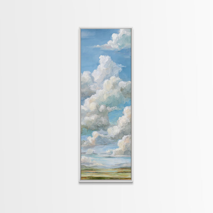 Peaceful Clouds over Open Meadow Framed Canvas Print, Dental Office Art, Dentistry Art, Office Decor, Fine Art, Calm, DOA-1x3-69