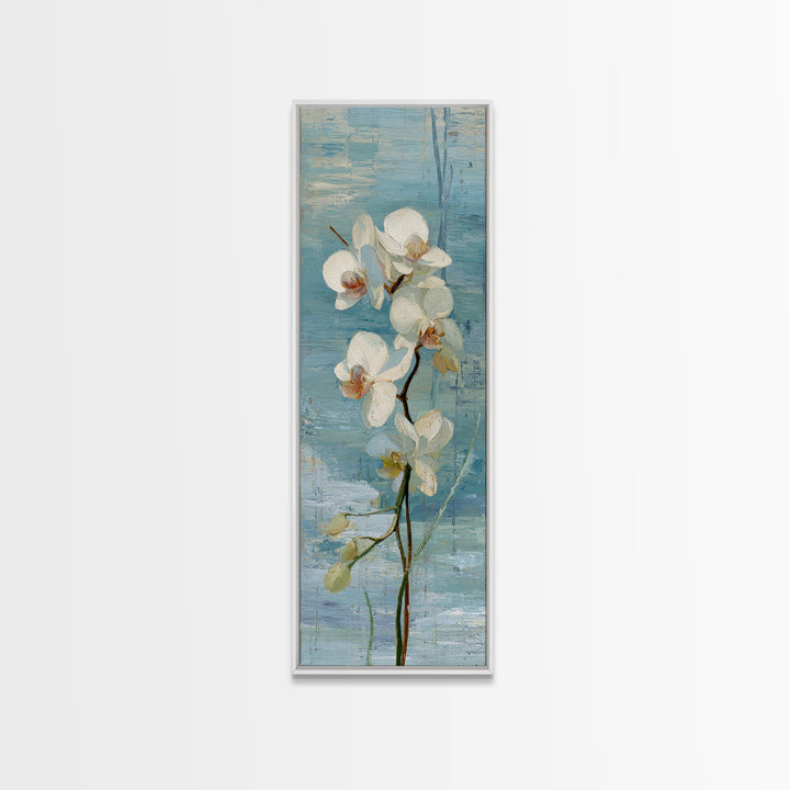 White Orchid on Stone Background Canvas Print, Dental Office Art, Art Print, Office Decor, Fine Art, Calm, Unique Wall Art, DOA-1x3-72