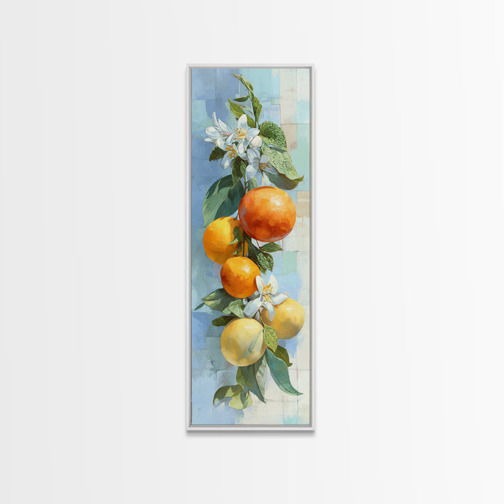 Fresh Citrus and Mint Still Life Framed Canvas Print, Dental Office Art, Office Decor, Oil Painting, Calm, Medical Art, DOA-1x3-91