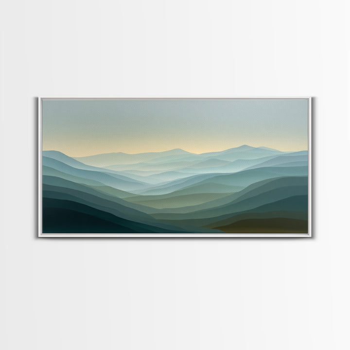 Soft Gradient Sunrise Framed Canvas Print, Dental Office Art, Neutral Decor, Office Decor, Fine Art, Calm, Wall Art, Poster, DOA-2x1-16