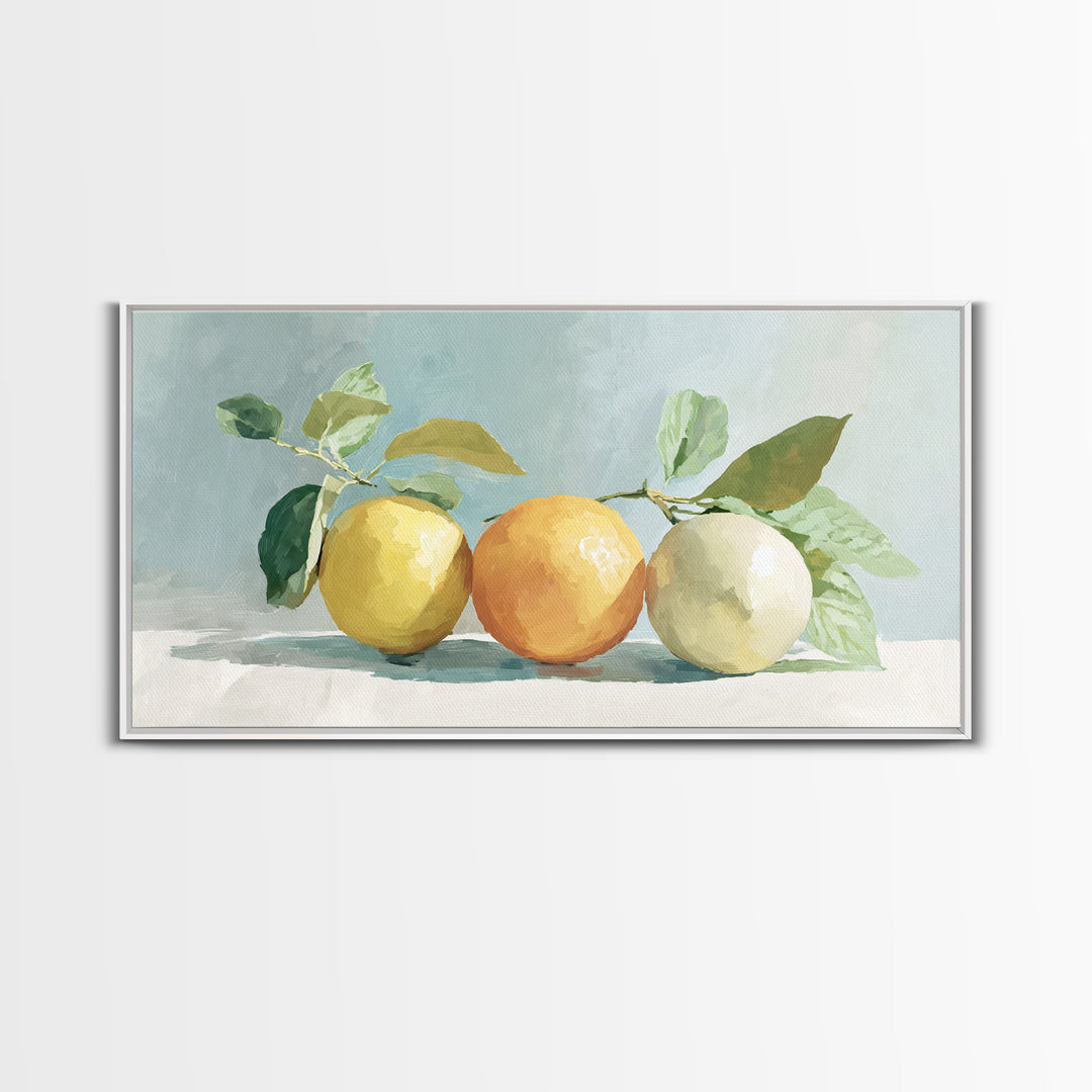Fresh Citrus and Mint Still Life Framed Canvas Print, Dental Office Art, Unique Wall Art, Office Decor, Fine Art, Calm, DOA-2x1-3