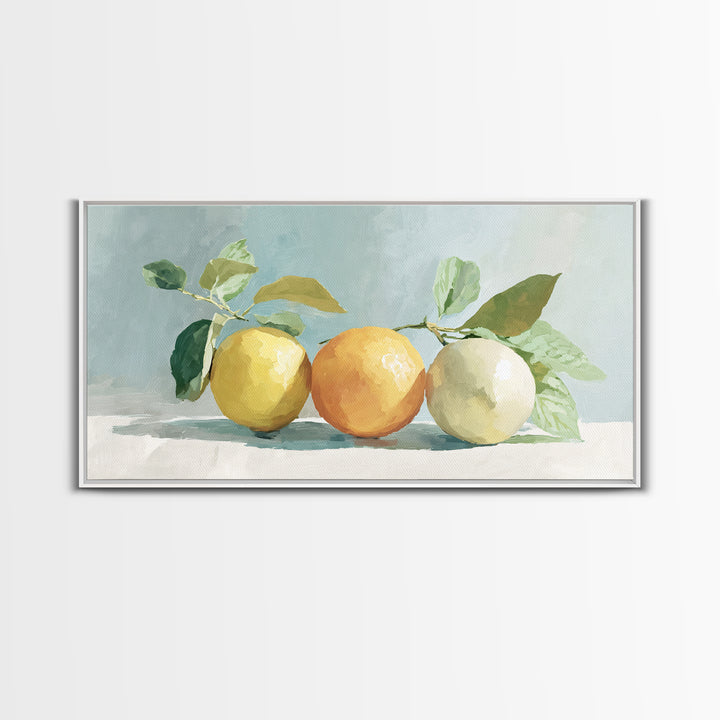 Fresh Citrus and Mint Still Life Framed Canvas Print, Dental Office Art, Unique Wall Art, Office Decor, Fine Art, Calm, DOA-2x1-3