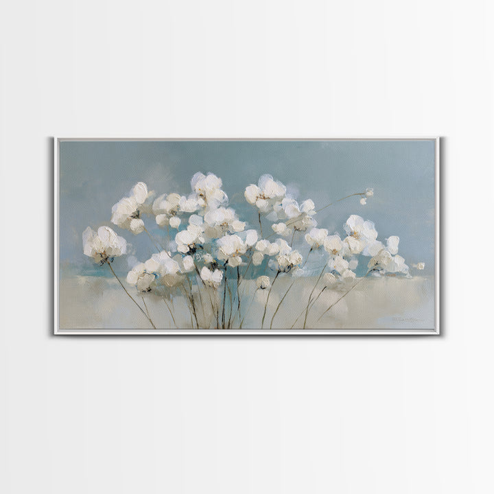 Sterile Modern Floral Painting Framed Canvas Print, Dental Office Art, Minimalist Wall Art, Office Decor, Fine Art, Calm, DOA-2x1-55