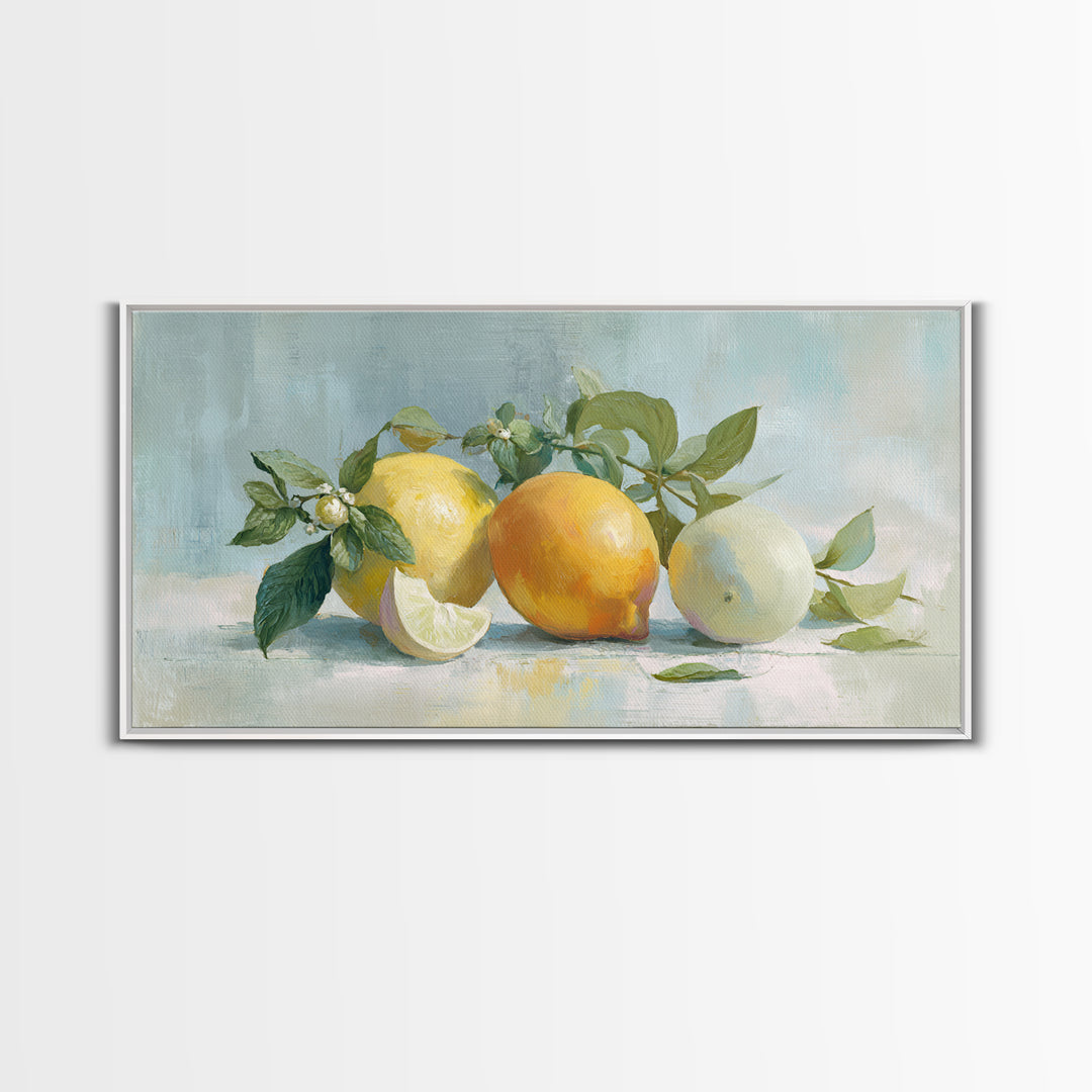 Fresh Citrus and Mint Still Life Framed Canvas Print, Dental Office Art, Medical Office Art, Office Decor, Fine Art, Calm, DOA-2x1-75