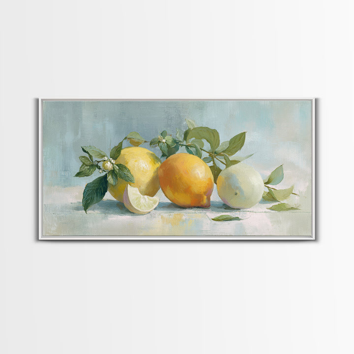 Fresh Citrus and Mint Still Life Framed Canvas Print, Dental Office Art, Medical Office Art, Office Decor, Fine Art, Calm, DOA-2x1-75