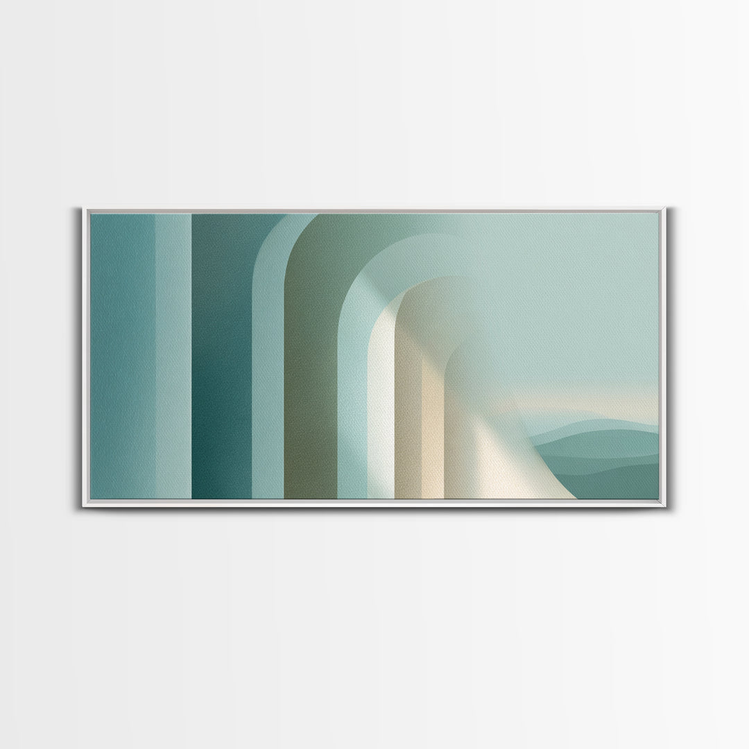 Light Scandinavian Abstract Arches Framed Canvas Print, Dental Office Art, Textured Painting, Office Decor, Fine Art, Calm, DOA-2x1-85
