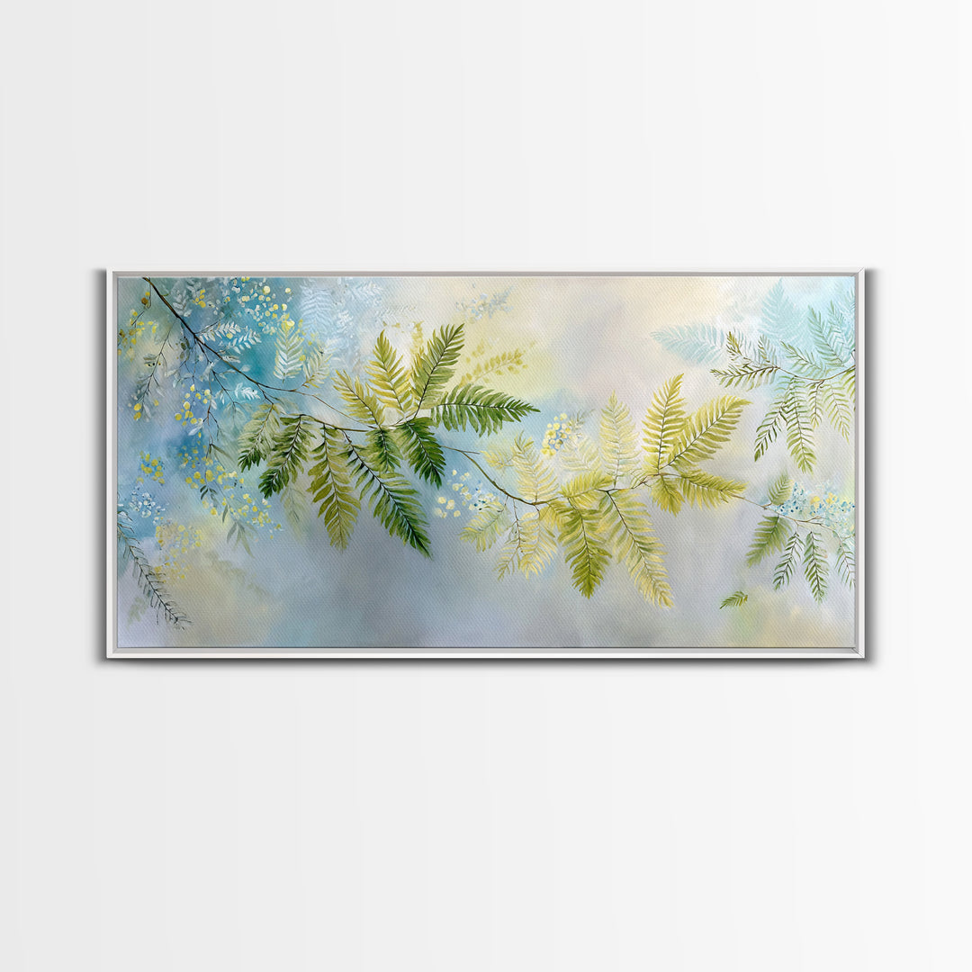Botanical Fern Study Framed Canvas Print, Dental Office Art, Dental Hygiene, Office Decor, Watercolor Art, Calm, DOA-2x1-87