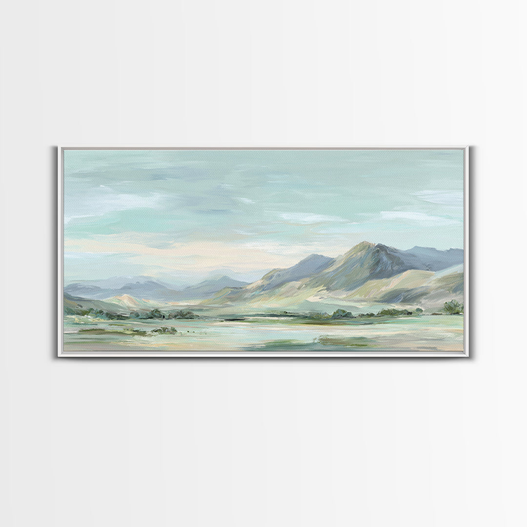 Gentle Mountain Landscape Framed Canvas Print, Dental Office Art, Medical Decor, Office Decor, Fine Art, Calm, Home Decor, DOA-2x1-96