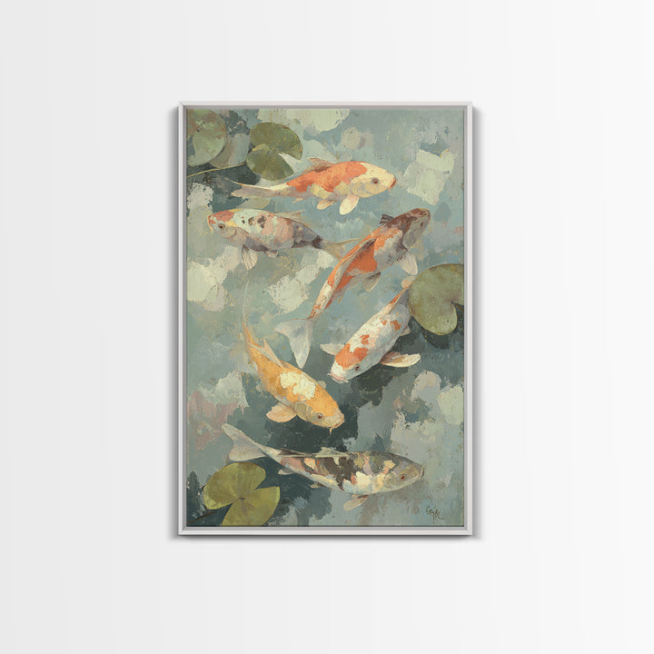 Colorful Fish Swimming Framed Canvas Print, Dental Office Art, Dental Gift, Office Decor, Abstract Art, Calm, DOA-2x3-2