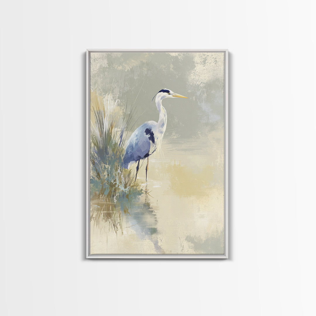 Blue Heron by Calm Marsh Water Canvas Print, Dental Office Art, Dental Art, Office Decor, Fine Art, Calm, Dental Gift, DOA-2x3-31