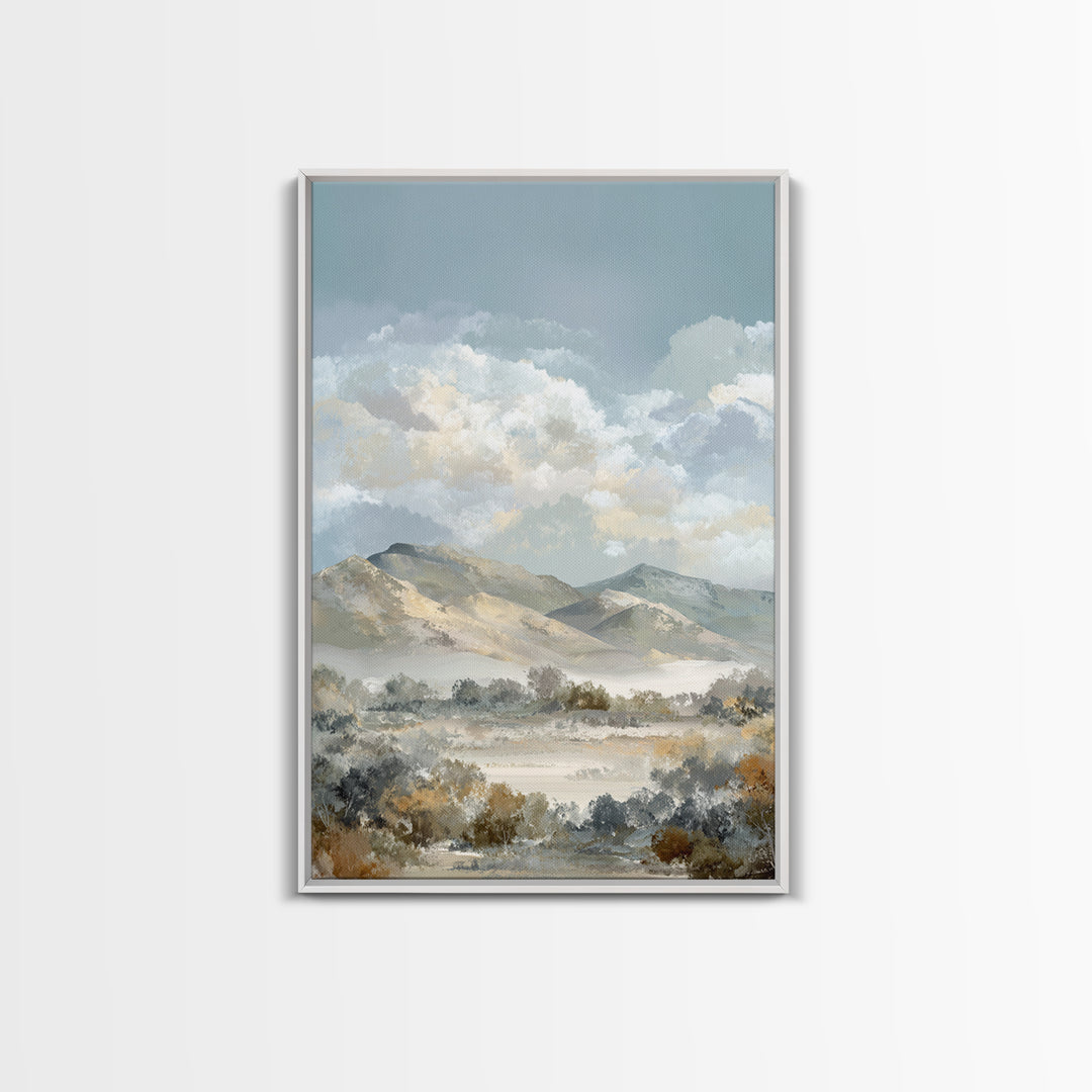 Gentle Mountain Landscape Framed Canvas Print, Dental Office Art, Office Decor, Watercolor Art, Calm, Medical Art, DOA-2x3-36