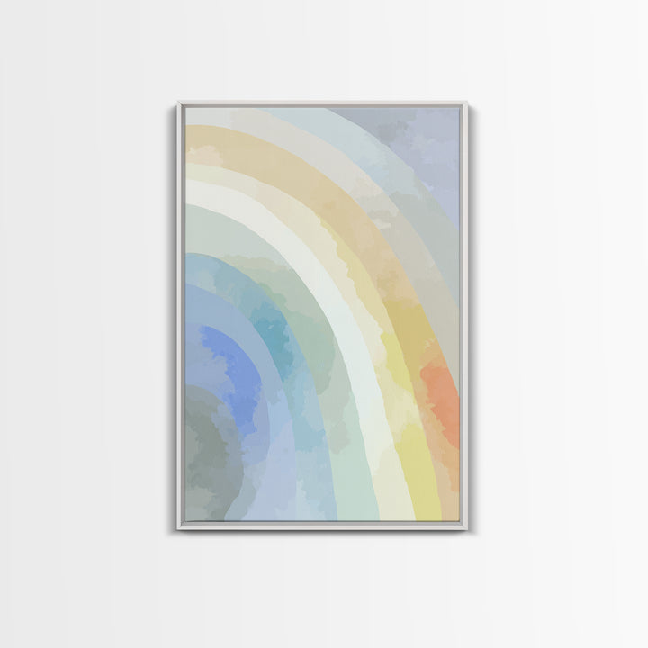 Simple Rainbow Pastel Shapes for Children Framed Canvas Print, Dental Office Art, Boho Decor, Office Decor, Abstract Art, Calm, DOA-2x3-53