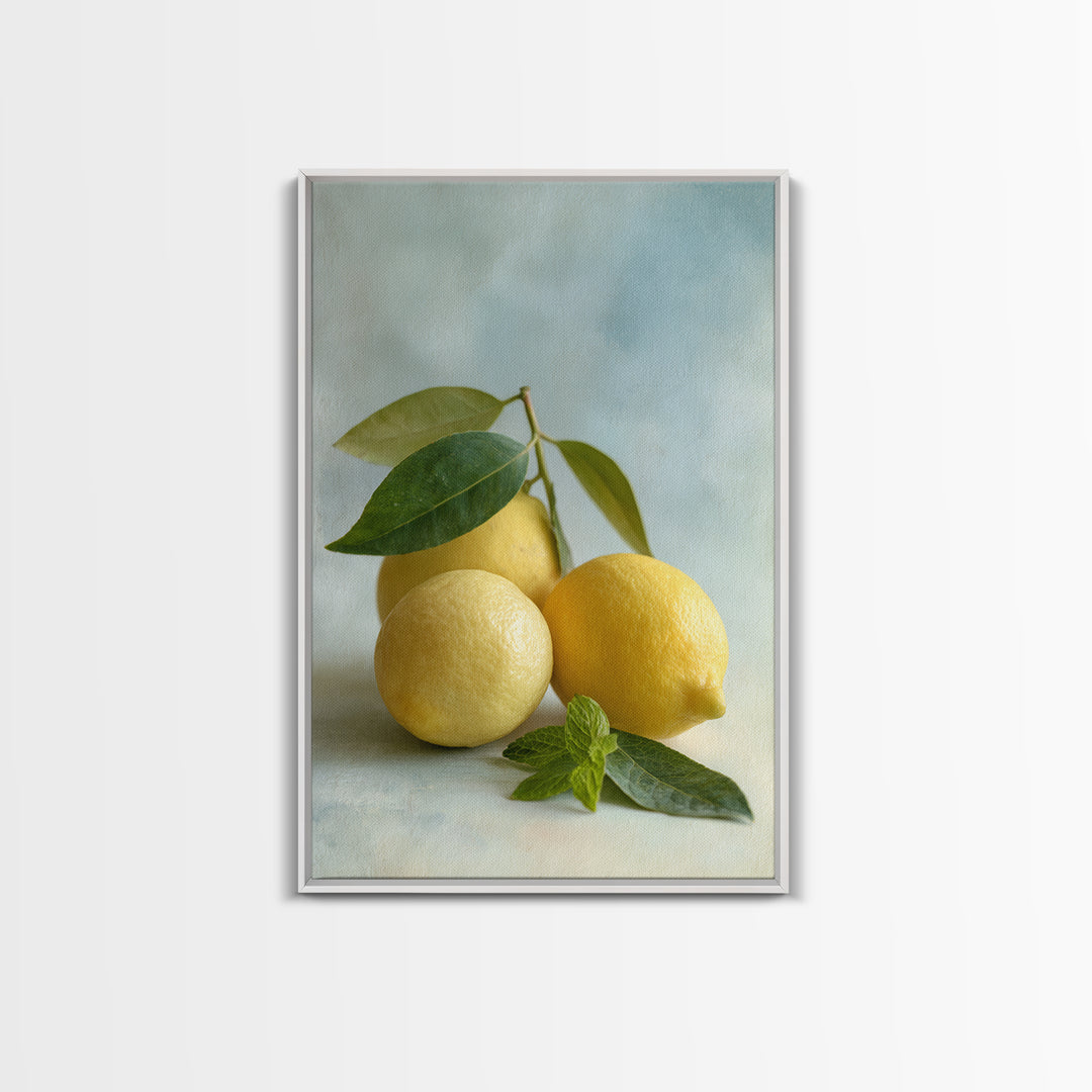 Fresh Citrus and Mint Still Life Framed Canvas Print, Dental Office Art, Dentist Art, Office Decor, Watercolor Art, Calm, DOA-2x3-63